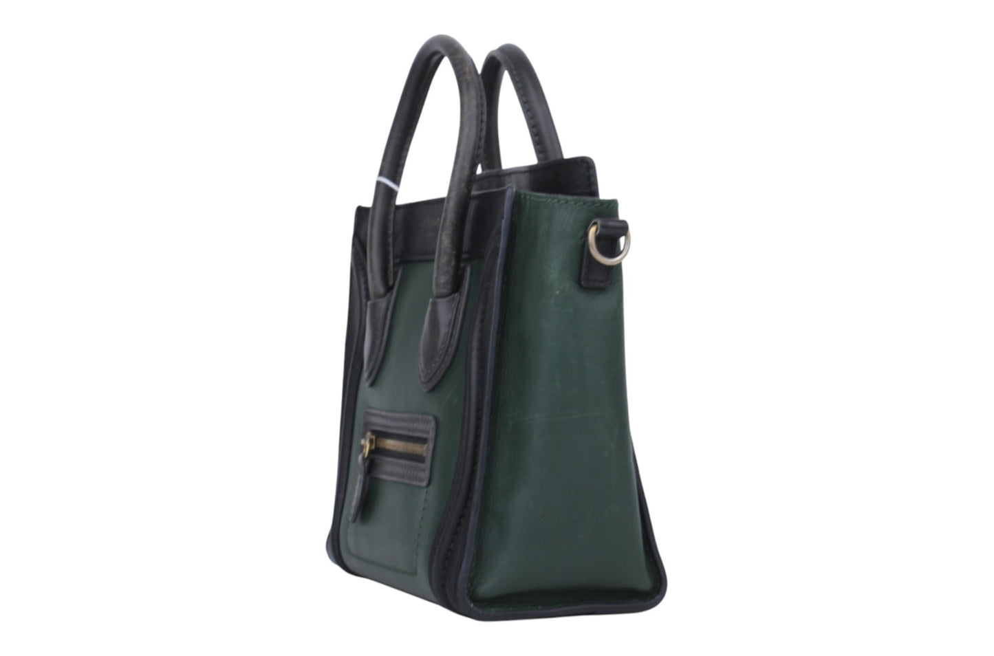 Green/Black Calfskin Leather Nano Luggage Handbag