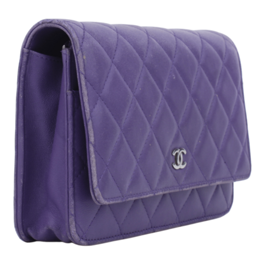 2015-16 Purple Lambskin Leather Wallet on Chain Handbag