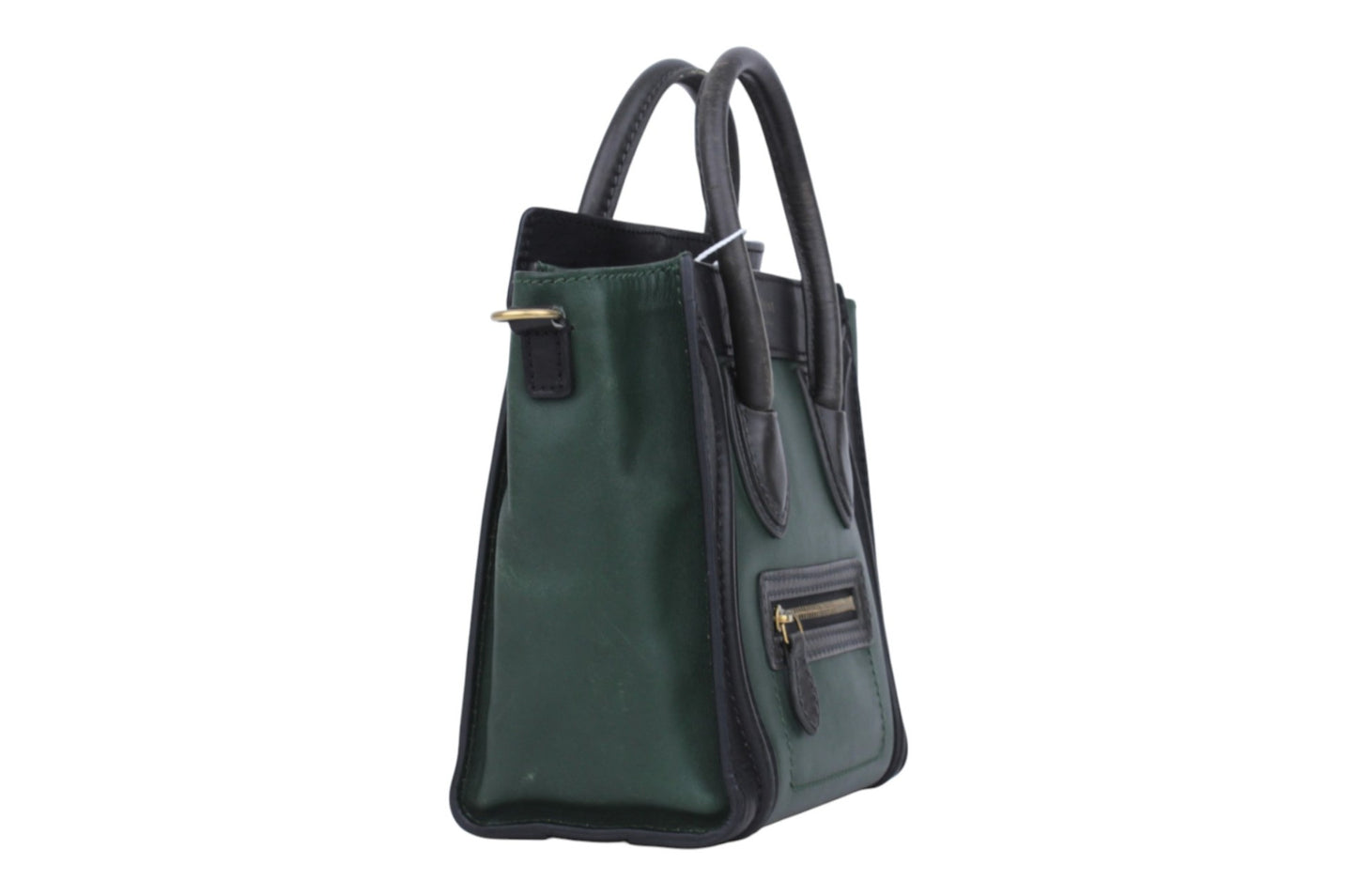 Green/Black Calfskin Leather Nano Luggage Handbag