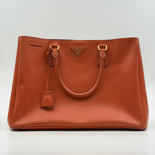 Pre-Owned Orange Saffiano Leather Large Galleria Shopper Tote