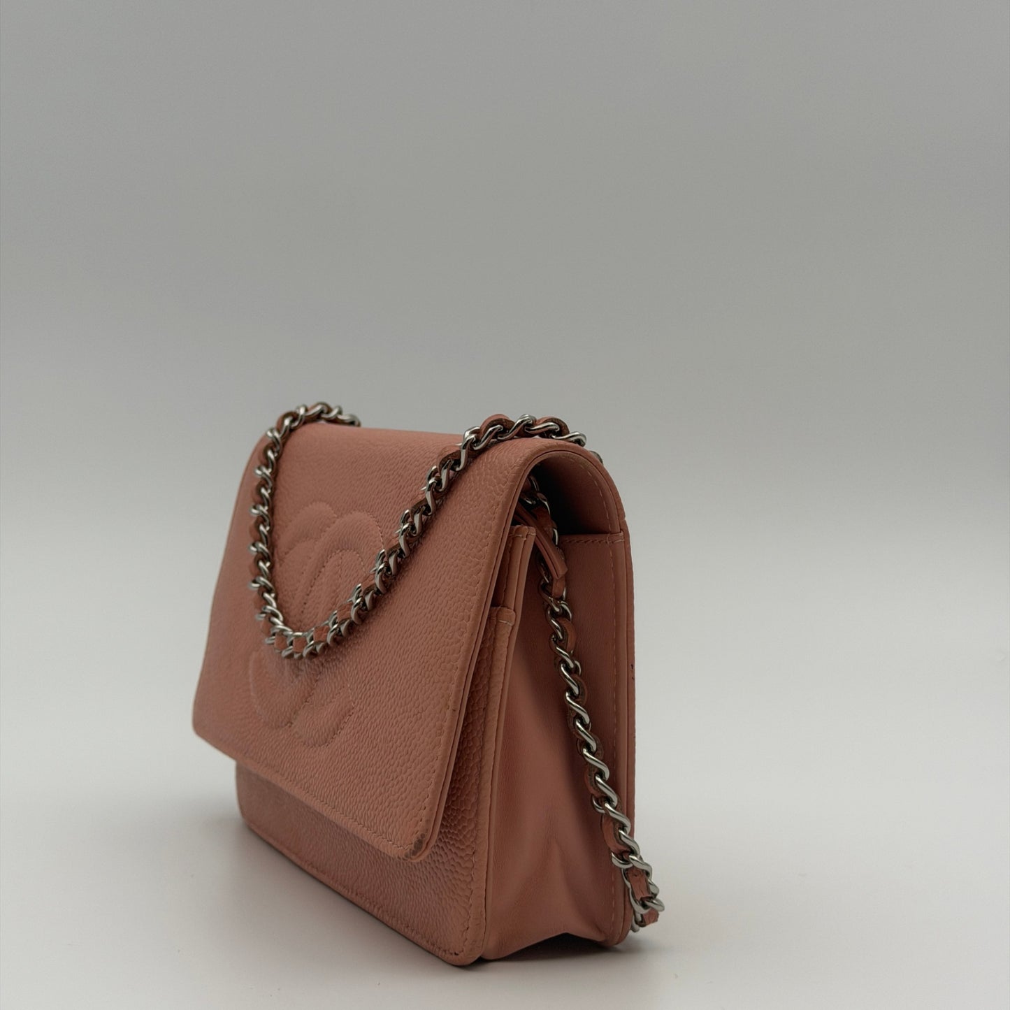 Pre-Owned Pink Timeless Caviar Leather Wallet on Chain