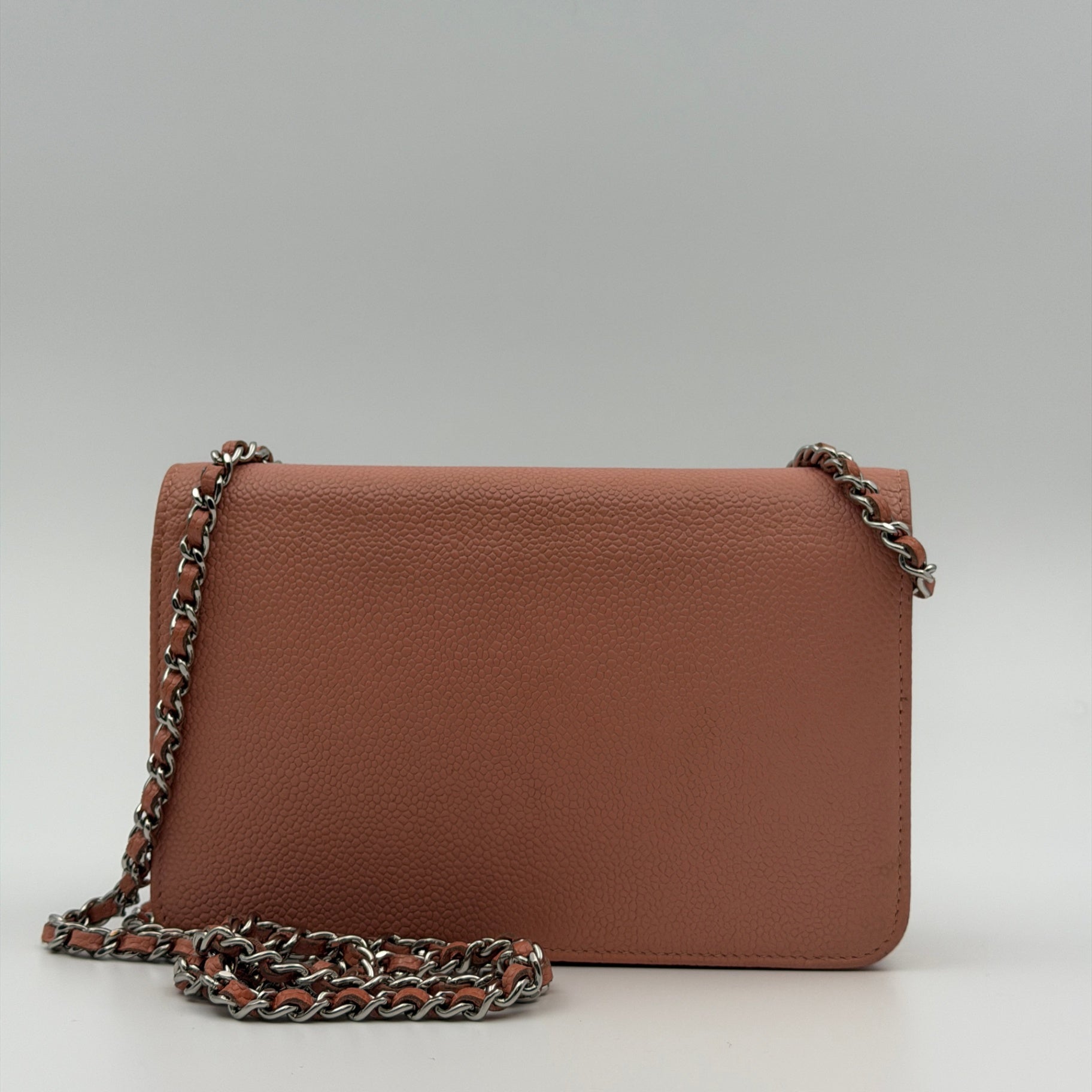 Pre-Owned Pink Timeless Caviar Leather Wallet on Chain