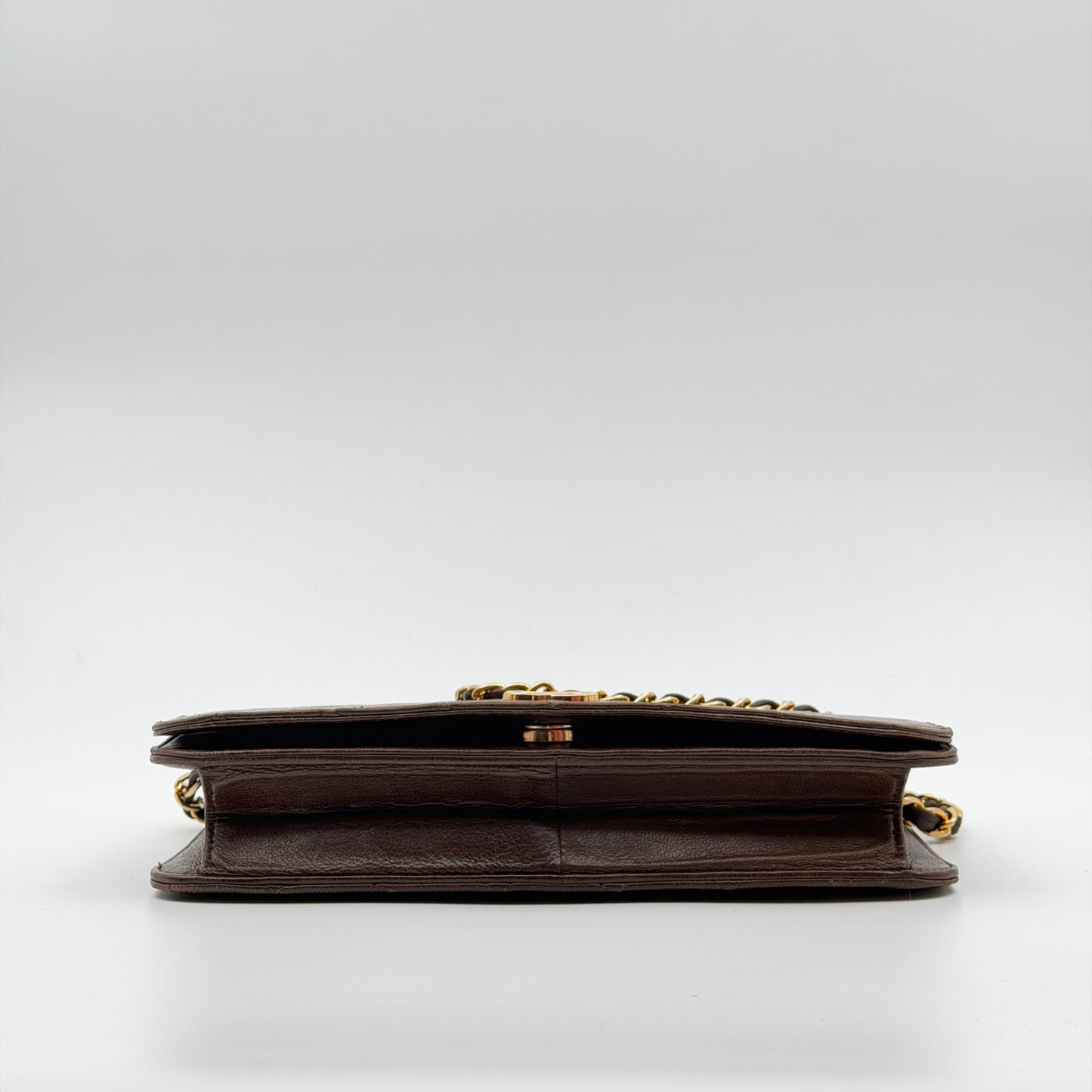 Pre-Owned Khaki Lambskin Full Flap Shoulder Bag
