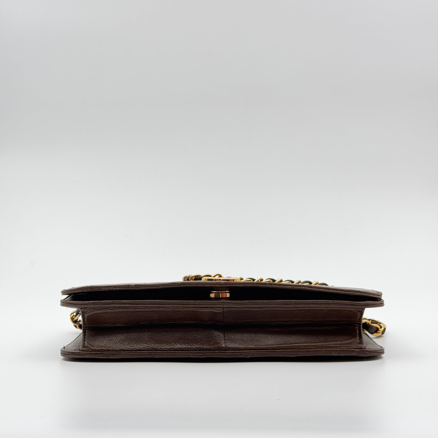 Pre-Owned Khaki Lambskin Full Flap Shoulder Bag