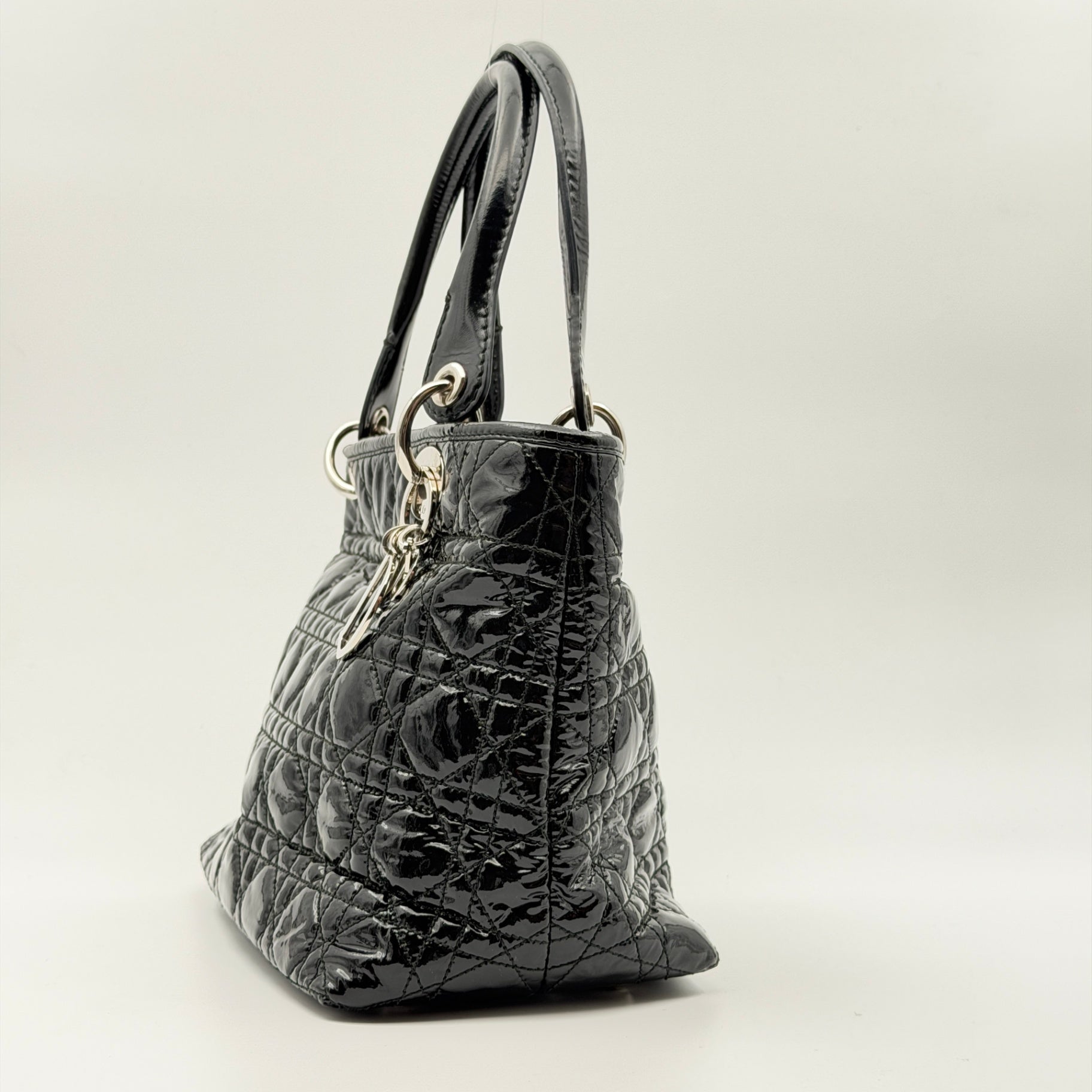 Pre-Owned Black Patent Slouchy Lady Dior Handbag