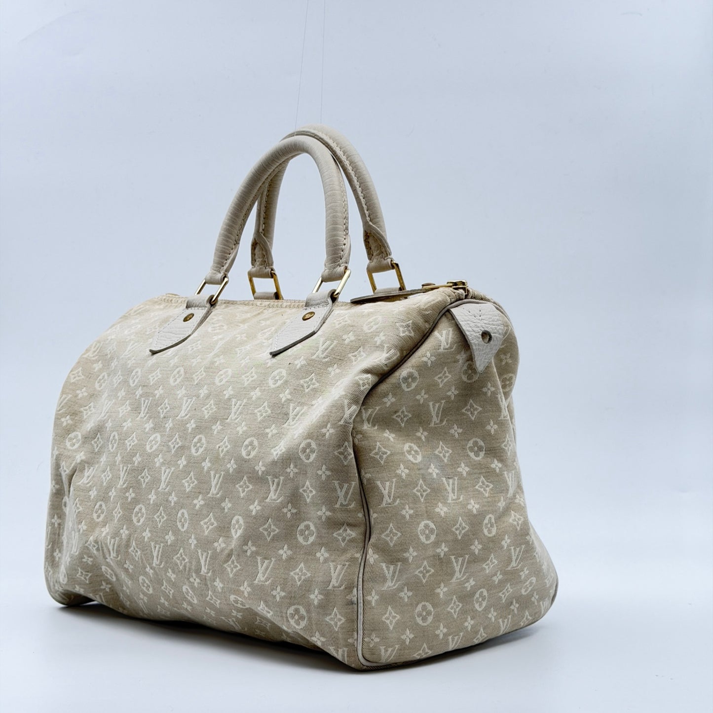 Pre-Owned Beige Mini Lin Canvas Speedy 30