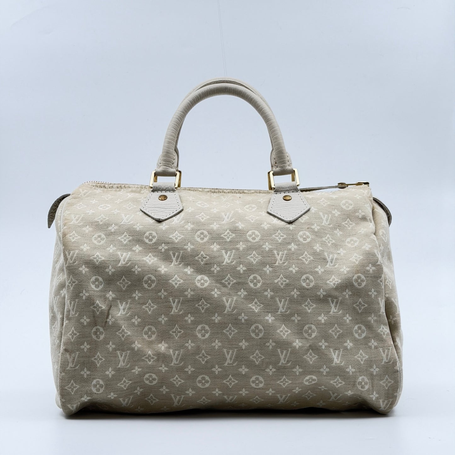 Pre-Owned Beige Mini Lin Canvas Speedy 30