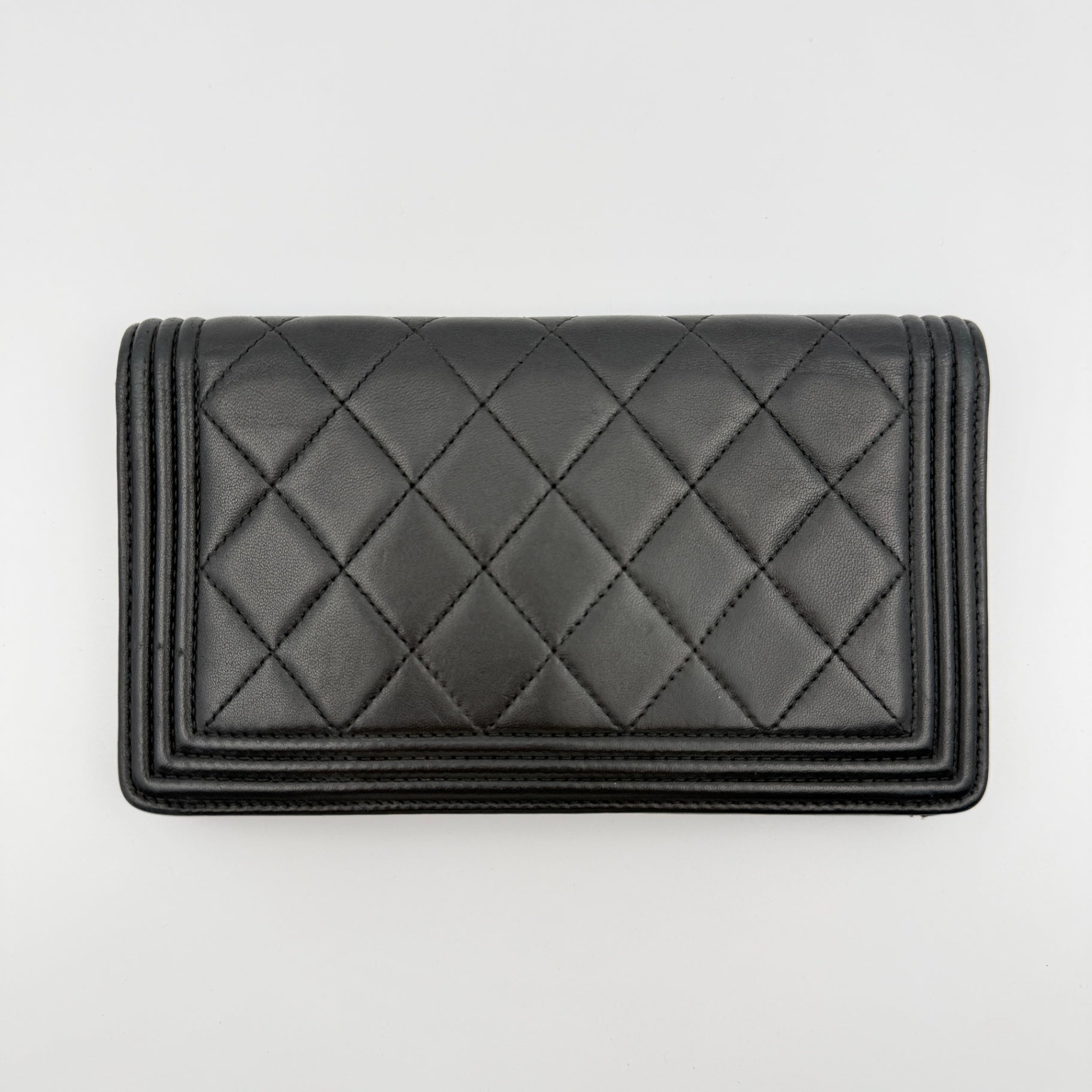 Pre-Owned Black 'Boy' Lambskin Organiser Wallet