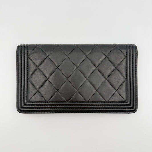 Pre-Owned Black 'Boy' Lambskin Organiser Wallet
