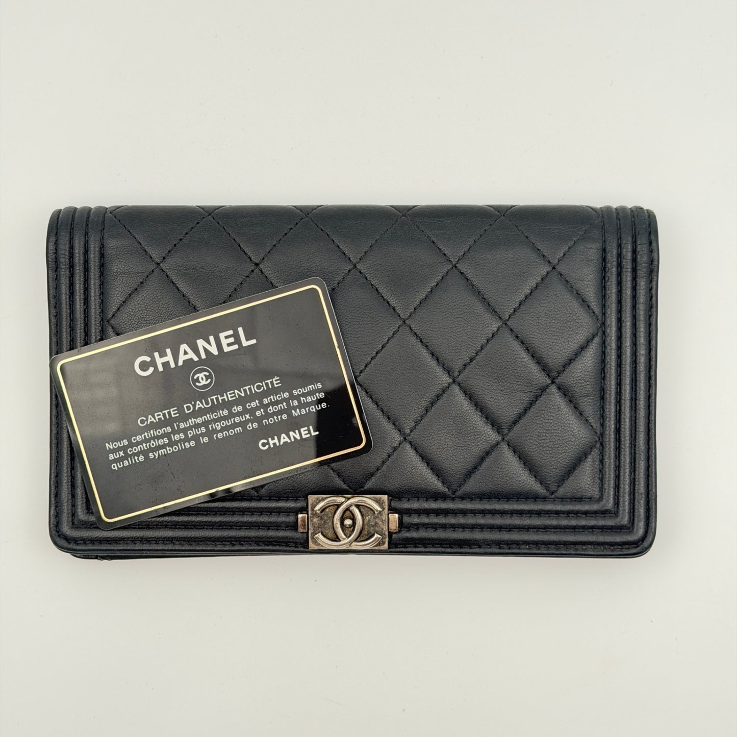 Pre-Owned Black 'Boy' Lambskin Organiser Wallet