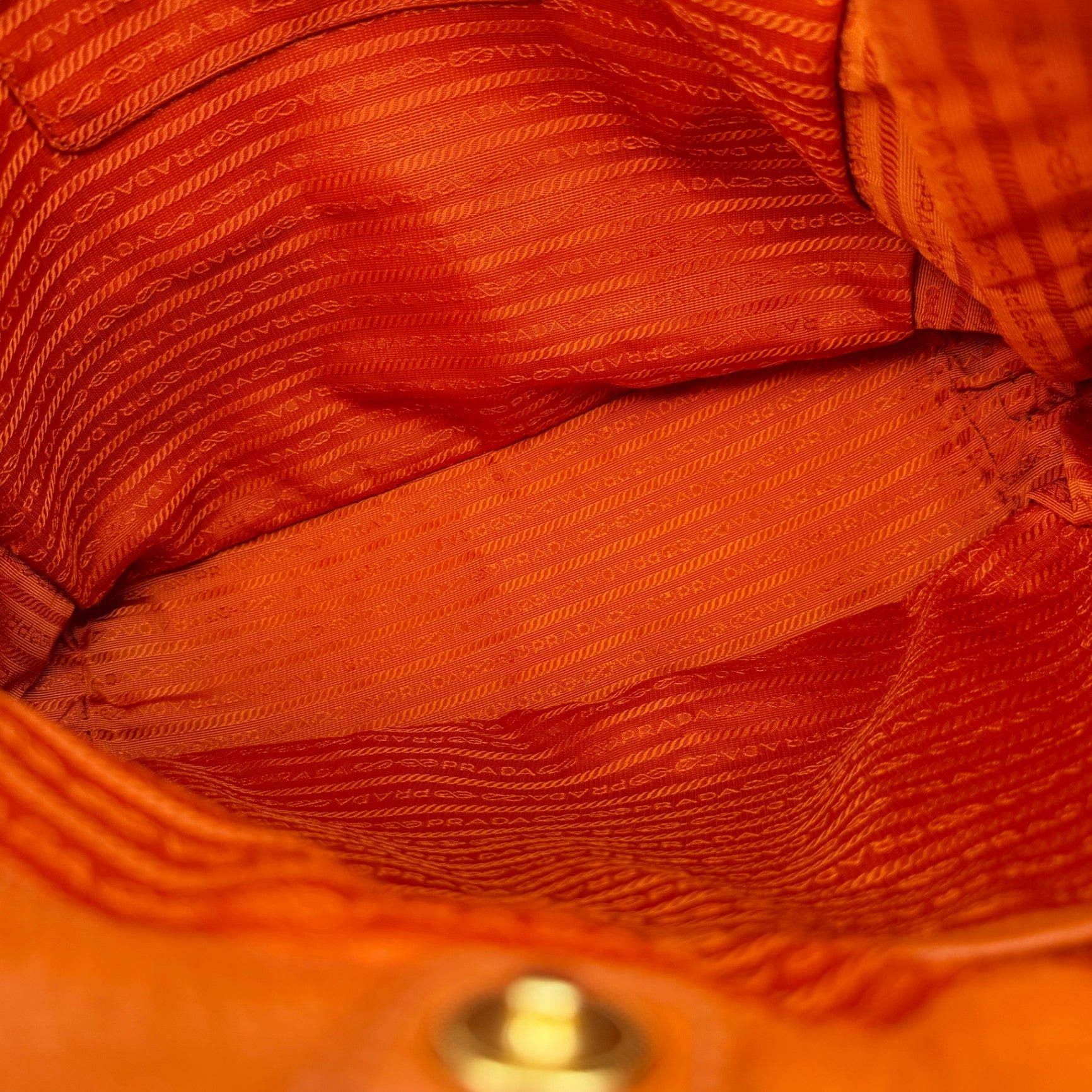 Pre-Owned Orange Grained Leather Crossbody Shopper Tote