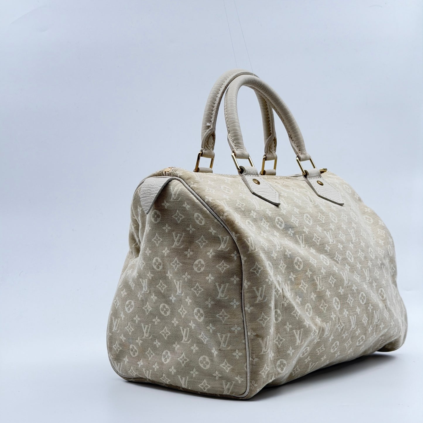Pre-Owned Beige Mini Lin Canvas Speedy 30