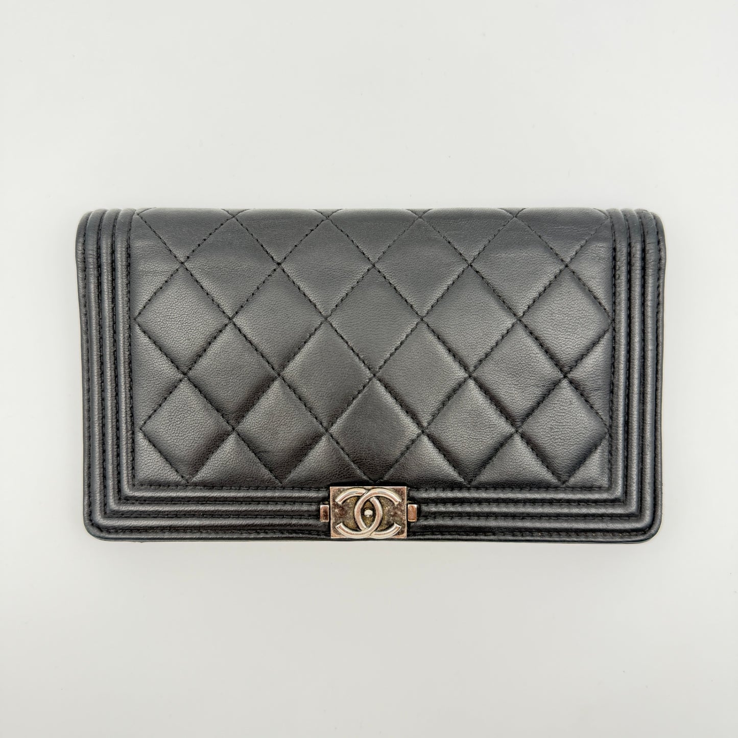 Pre-Owned Black 'Boy' Lambskin Organiser Wallet