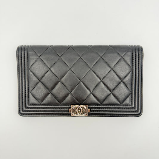 Pre-Owned Black 'Boy' Lambskin Organiser Wallet
