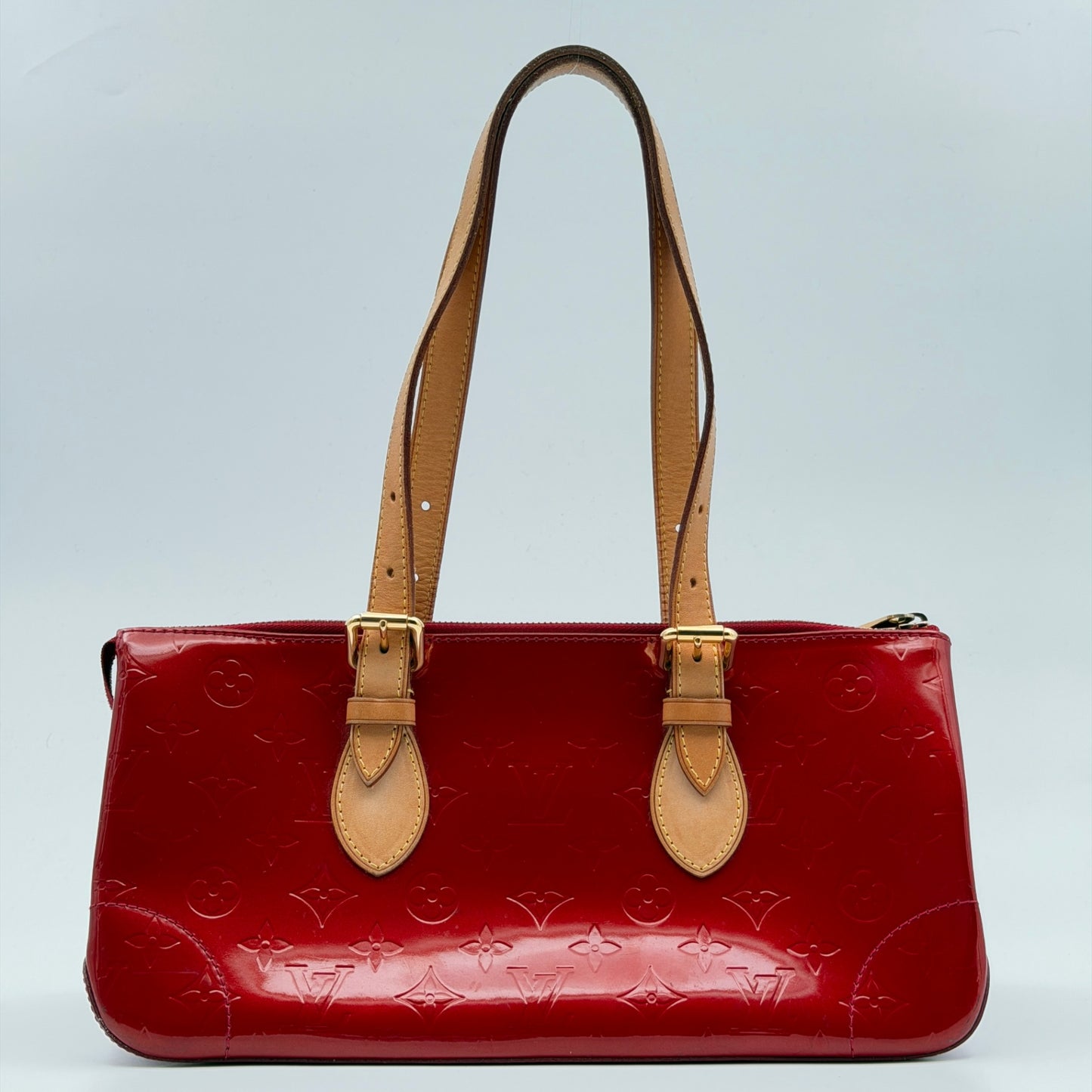 Pre-Owned Red Monogram Vernis Leather Shoulder Bag