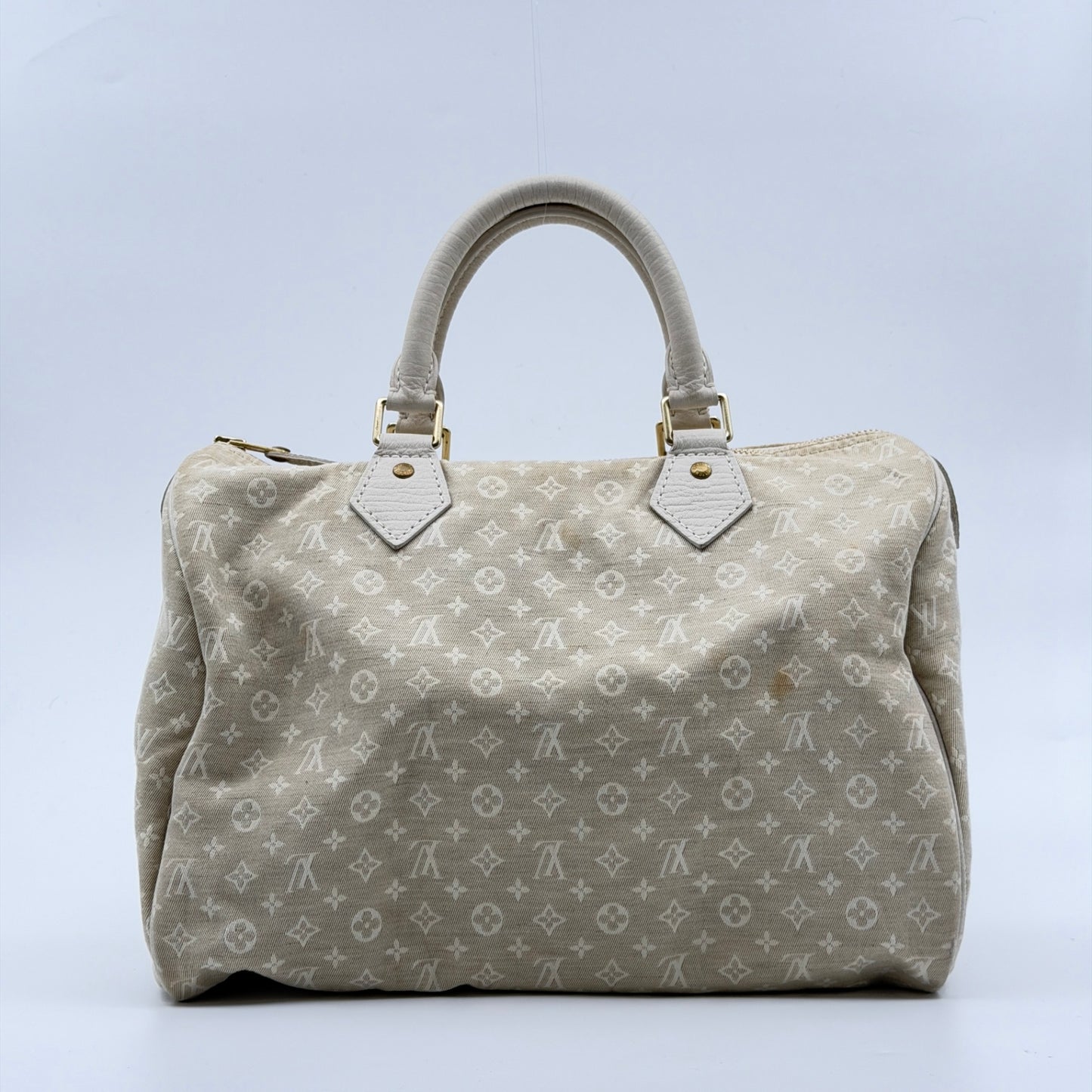 Pre-Owned Beige Mini Lin Canvas Speedy 30