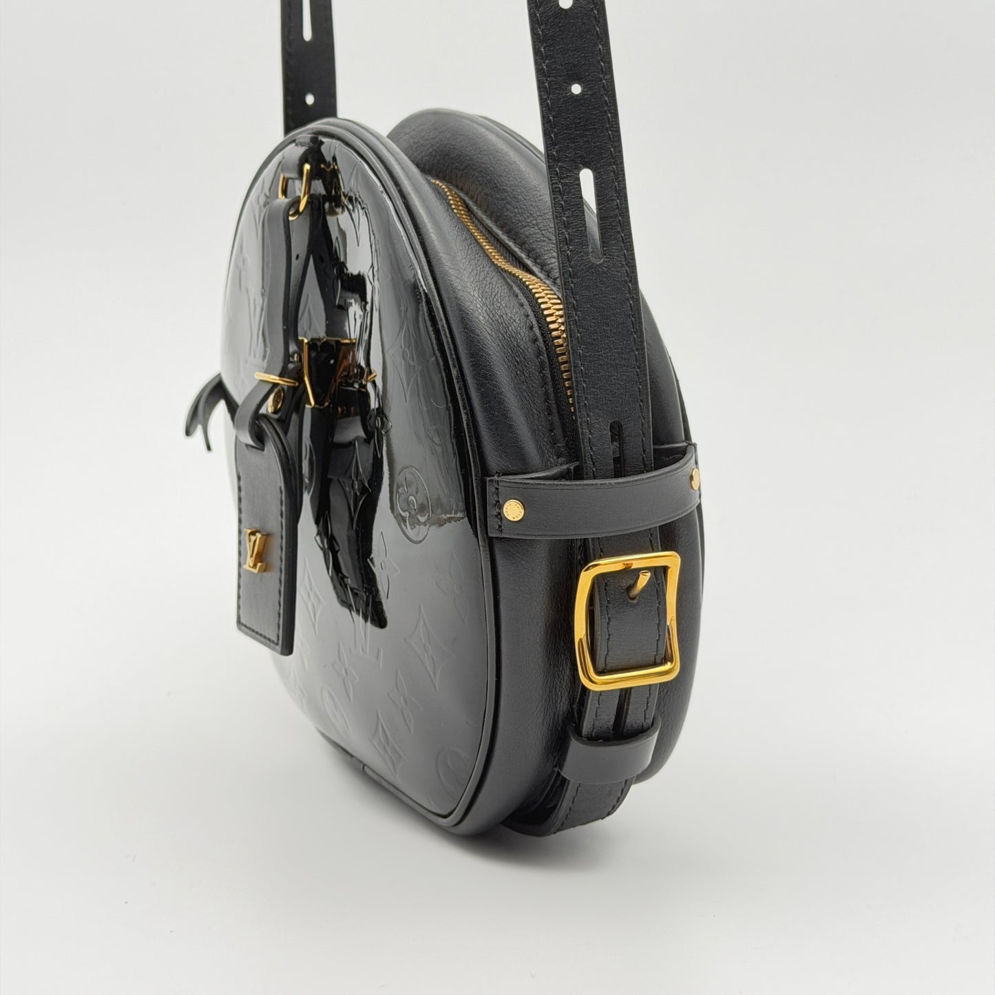 Pre-Owned Black Monogram Vernis Leather Boite Chapeau MM Souple Crossbody Bag