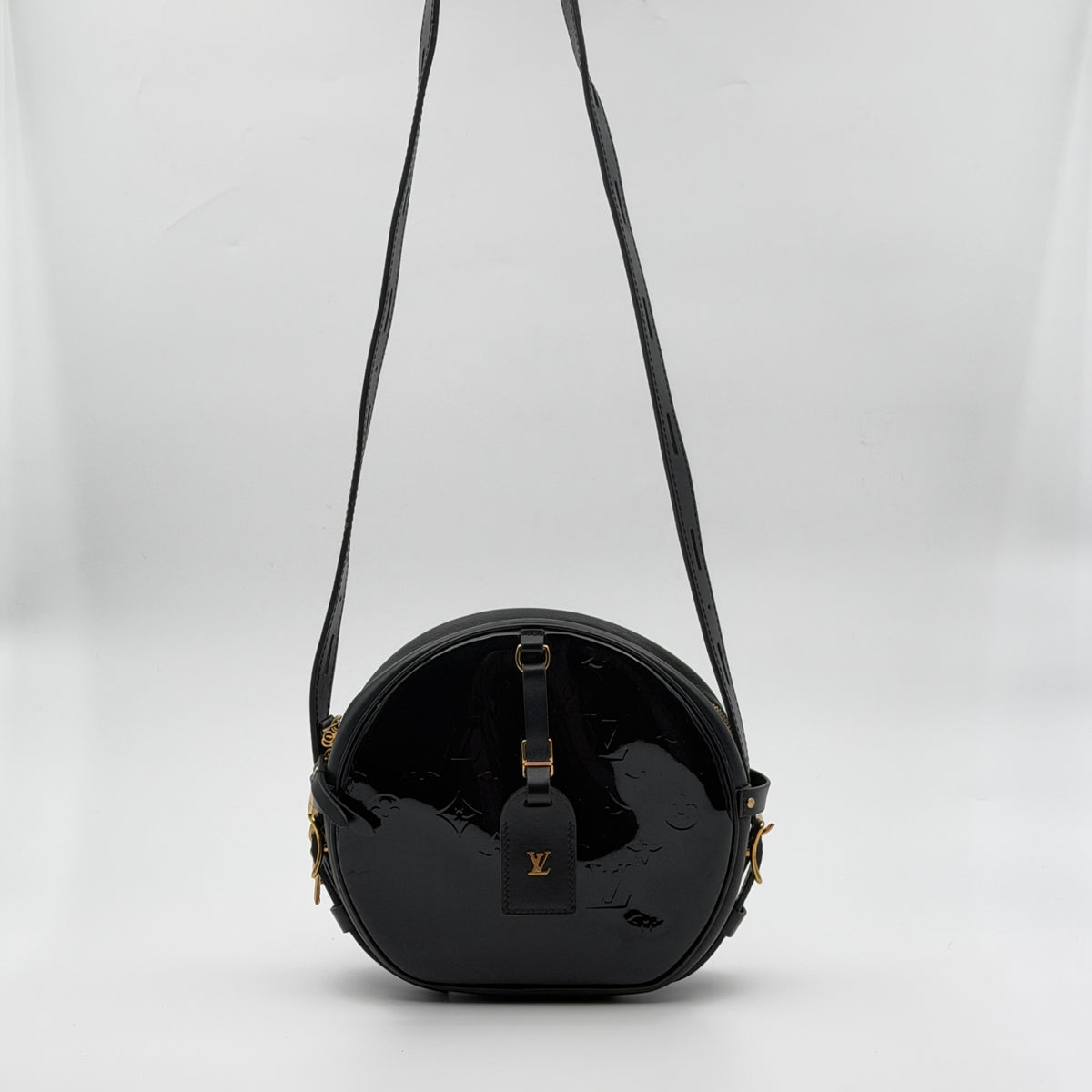 Pre-Owned Black Monogram Vernis Leather Boite Chapeau MM Souple Crossbody Bag