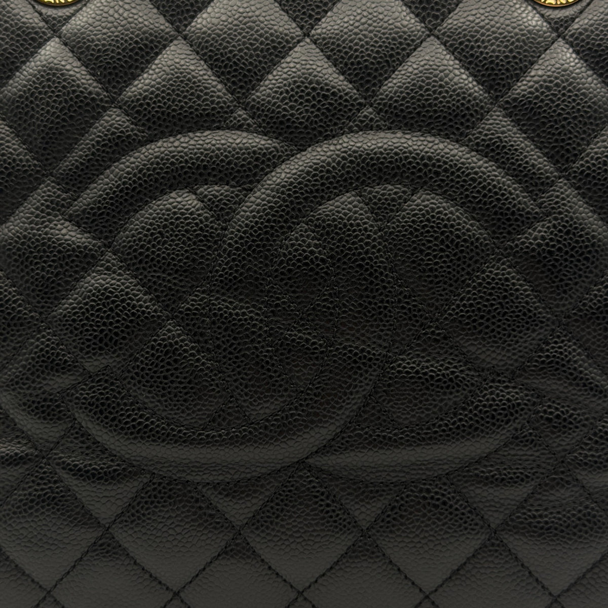 Pre-Owned Black Matelassé Caviar Leather GST Shopper Tote