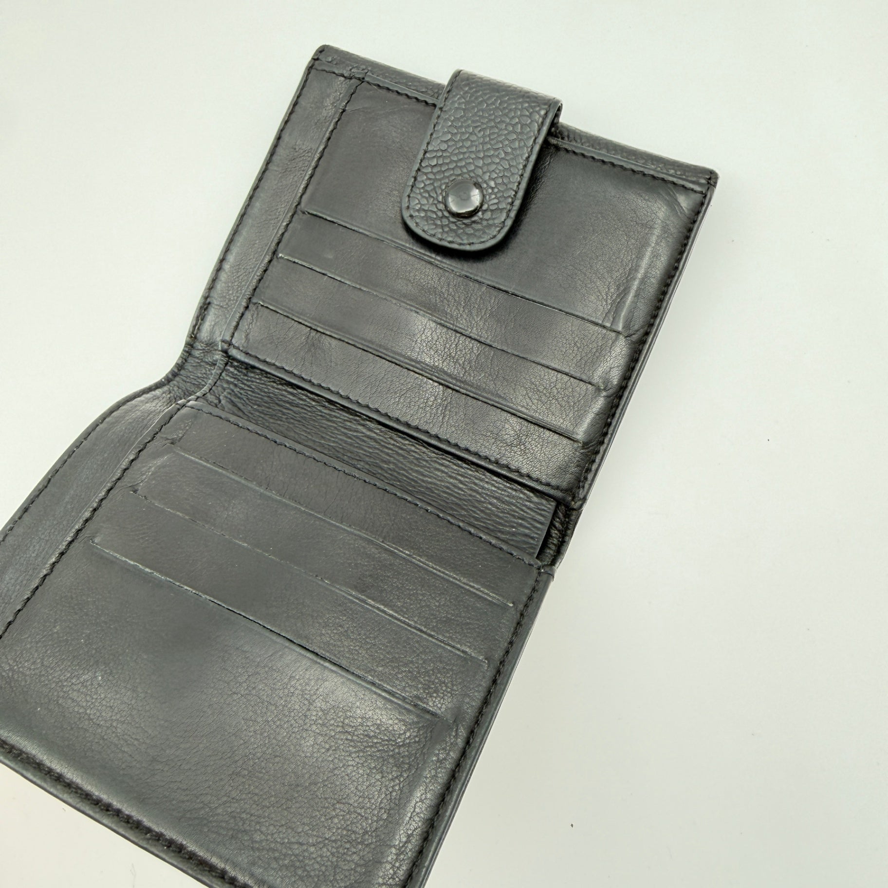 Pre-Owned Black 'Timeless' Caviar Leather Wallet