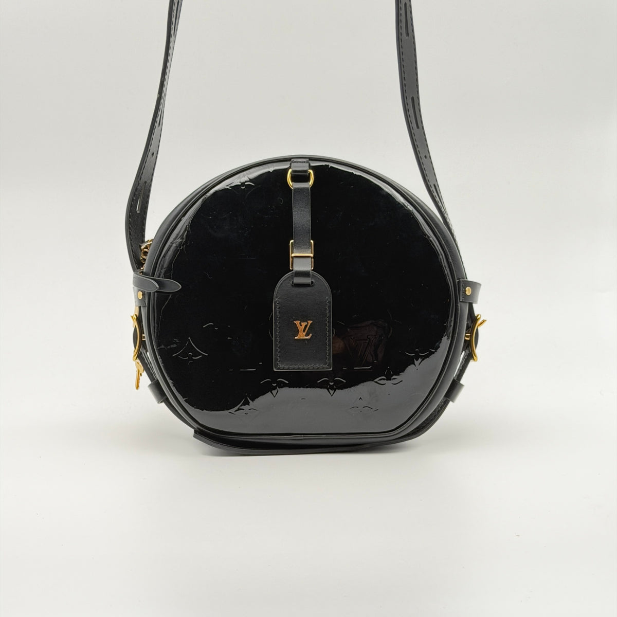 Pre-Owned Black Monogram Vernis Leather Boite Chapeau MM Souple Crossbody Bag