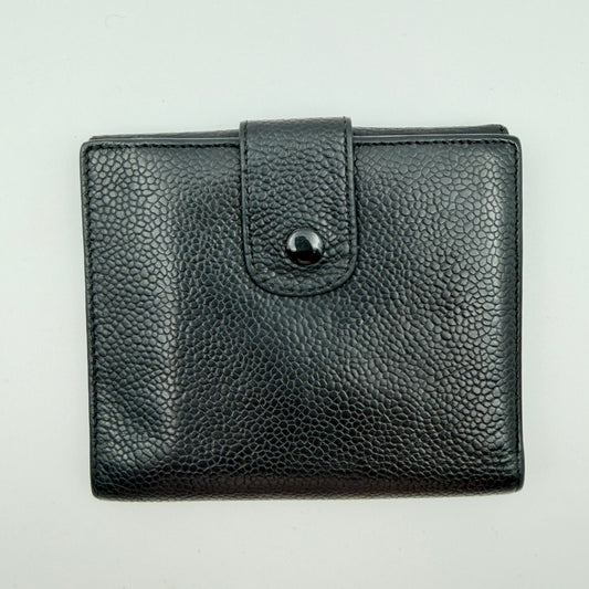 Pre-Owned Black 'Timeless' Caviar Leather Wallet