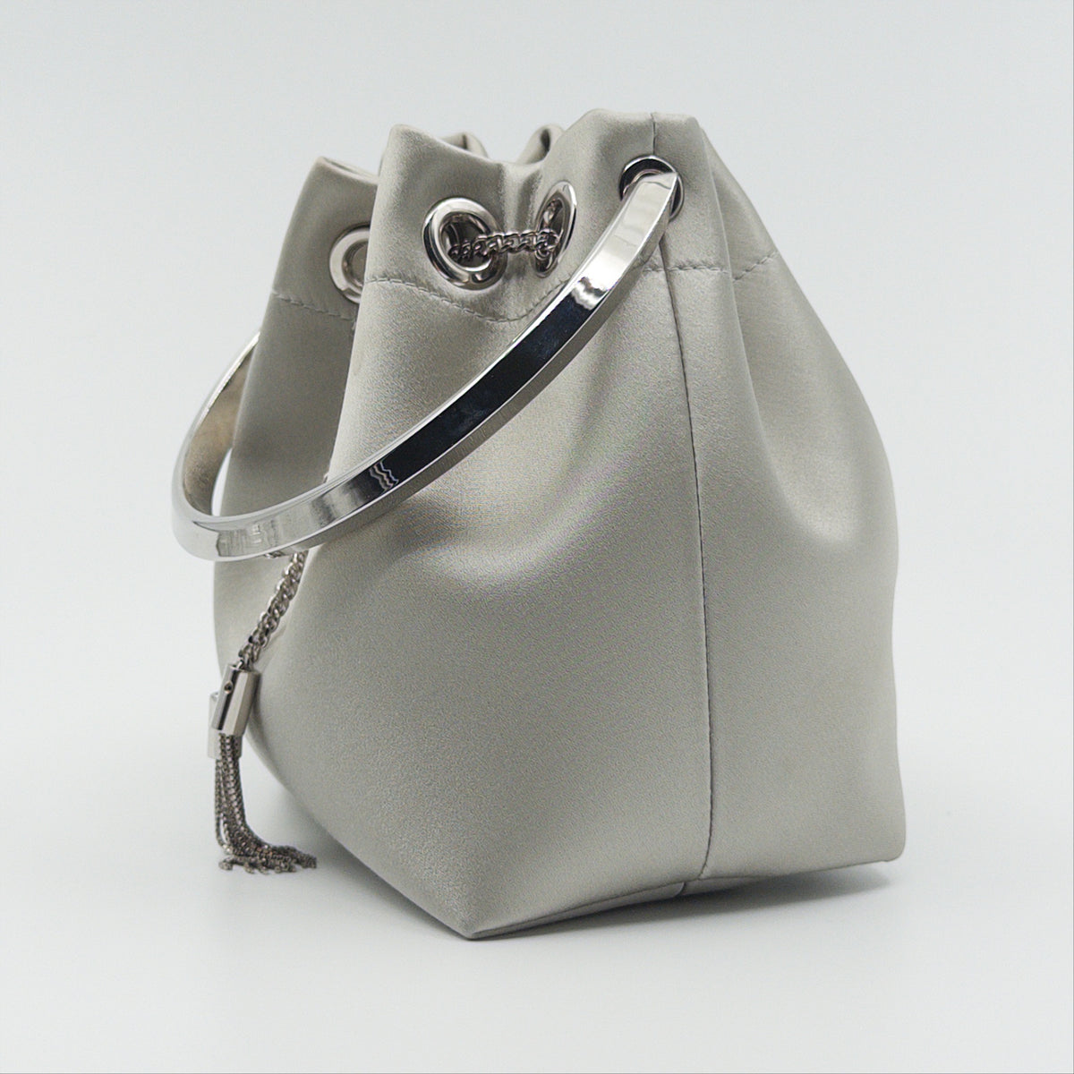 Pre-Owned Silver Bon Bon Satin Bucket Bag