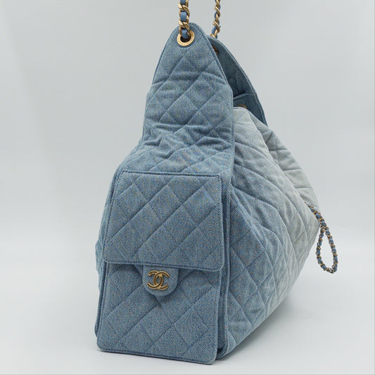 Pre-Owned Light Blue Denim 25 Hobo Bag
