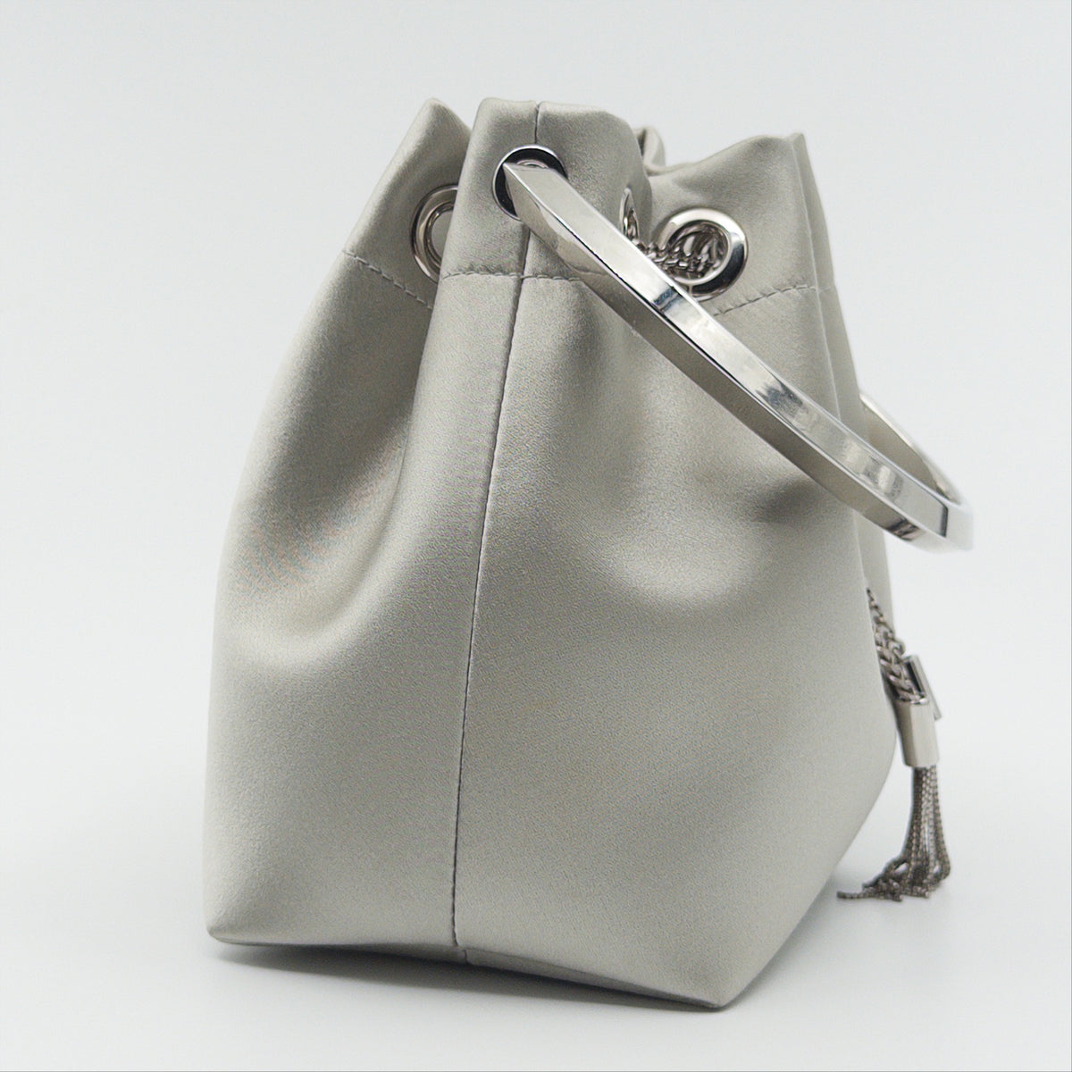 Pre-Owned Silver Bon Bon Satin Bucket Bag