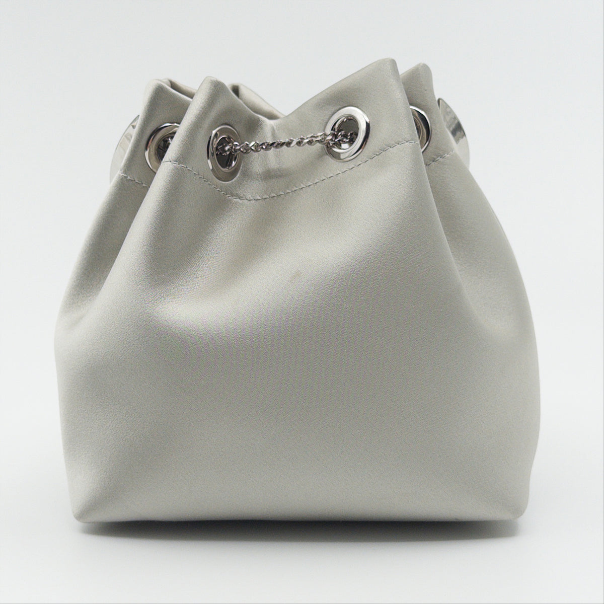 Pre-Owned Silver Bon Bon Satin Bucket Bag