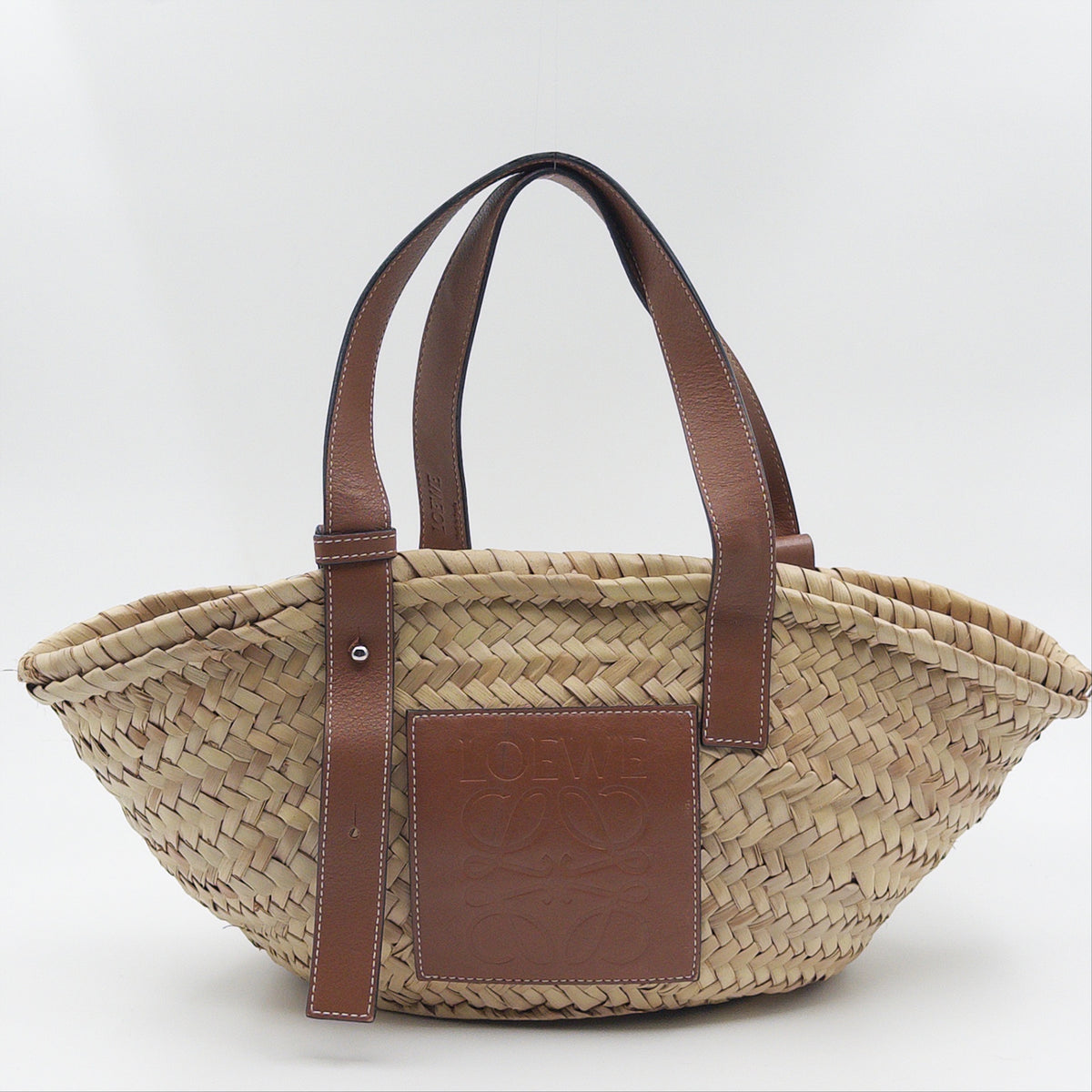 Pre-Owned Tan/Beige Raffia Basket Bag
