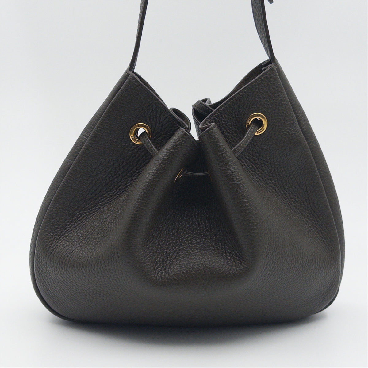 Pre-Owned Grey Leather Paris VII Small Hobo Bag