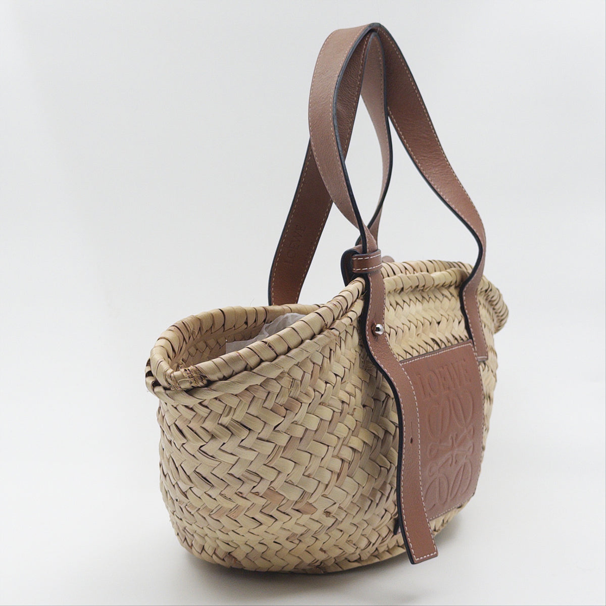 Pre-Owned Tan/Beige Raffia Basket Bag