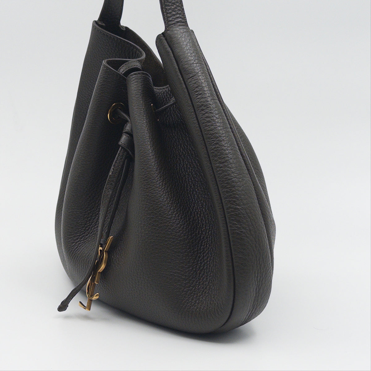 Pre-Owned Grey Leather Paris VII Small Hobo Bag
