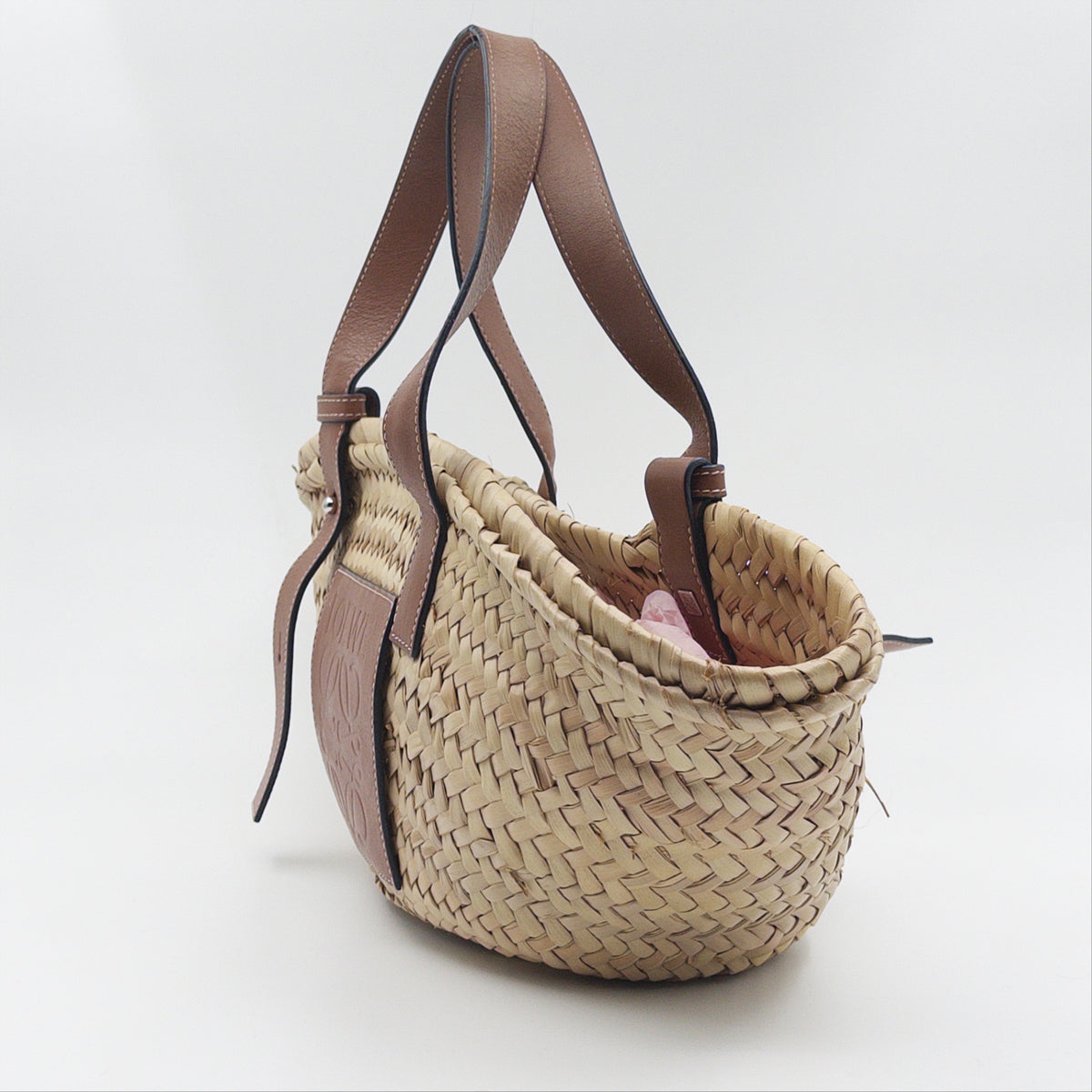 Pre-Owned Tan/Beige Raffia Basket Bag
