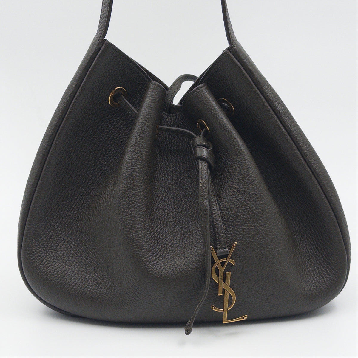Pre-Owned Grey Leather Paris VII Small Hobo Bag