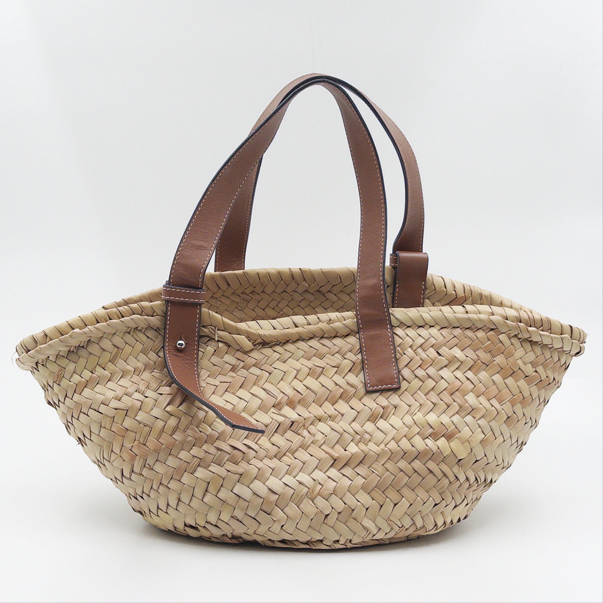 Pre-Owned Tan/Beige Raffia Basket Bag