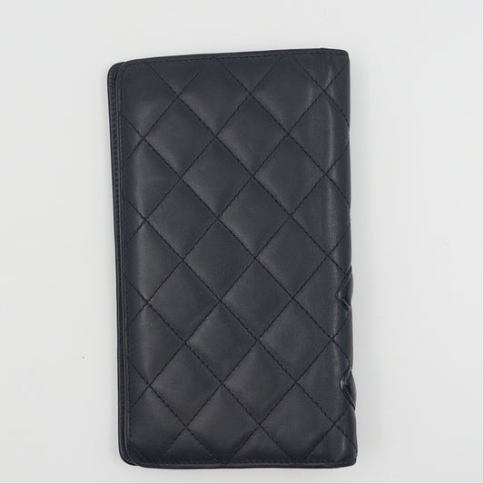 Pre-Owned Black Cambon Lambskin Leather Organiser Wallet
