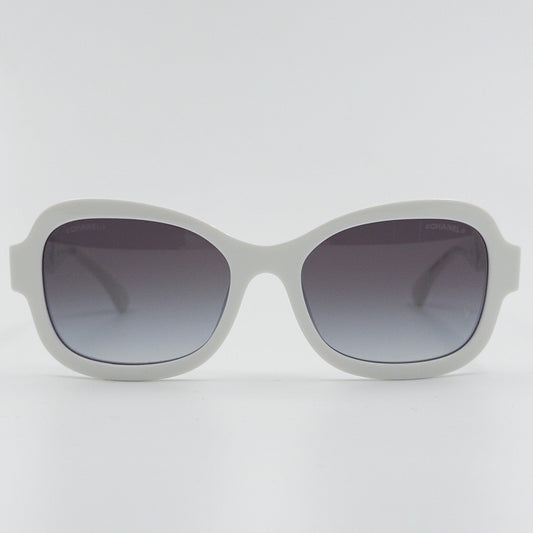 Pre-Owned White Chain Detail Sunglasses