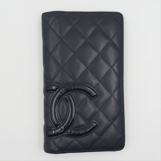 Pre-Owned Black Cambon Lambskin Leather Organiser Wallet