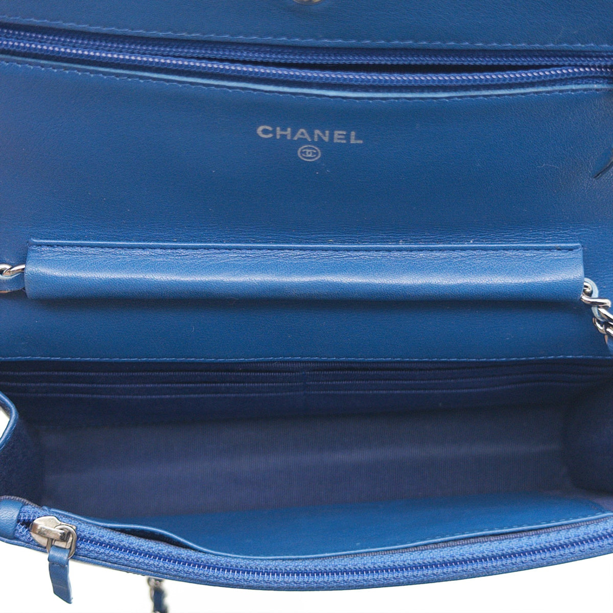 Pre-Owned Blue Patent Leather Wallet on Chain