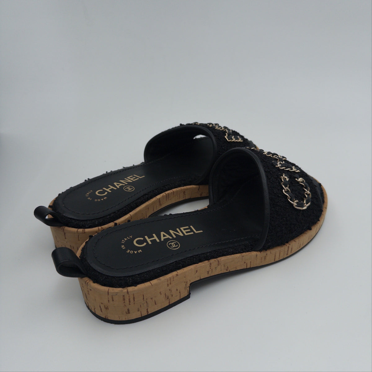 Pre-Owned Black 'CHANEL' Tweed Shoes (38)
