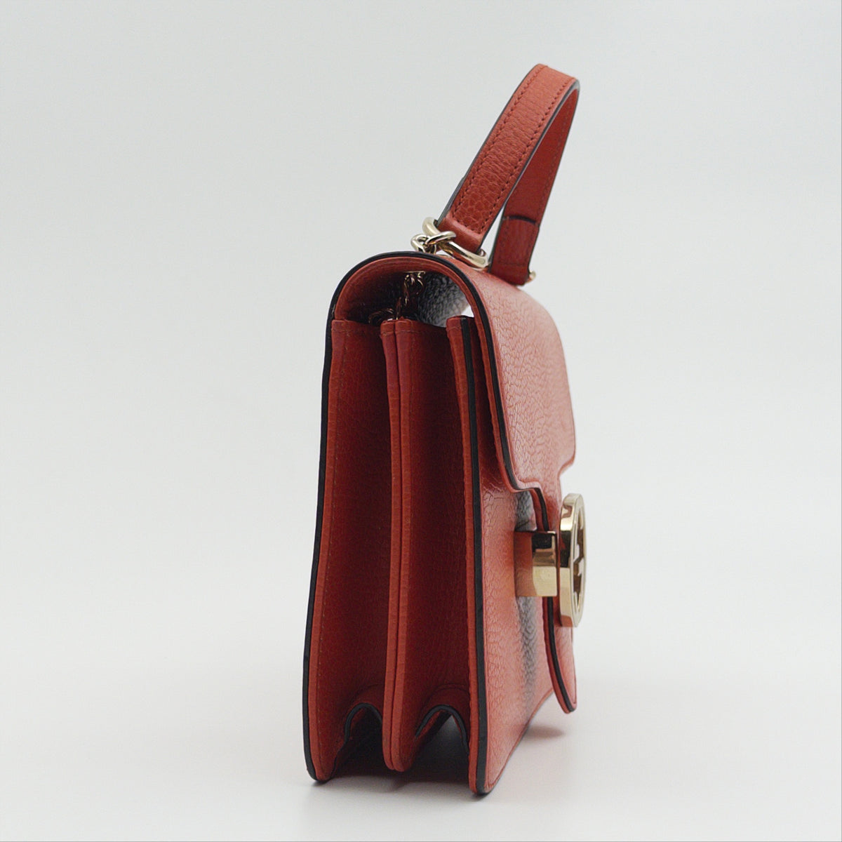 Pre-Owned Orange Leather Crossbody Flap Bag