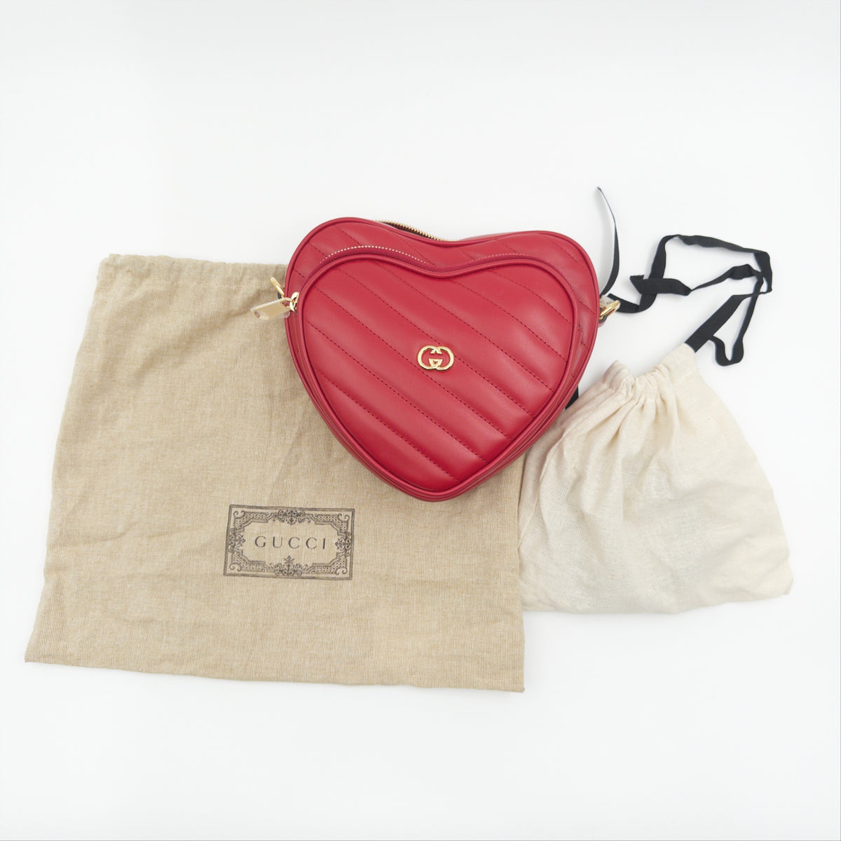 Pre-Owned Red Heart GG Leather Crossbody Bag