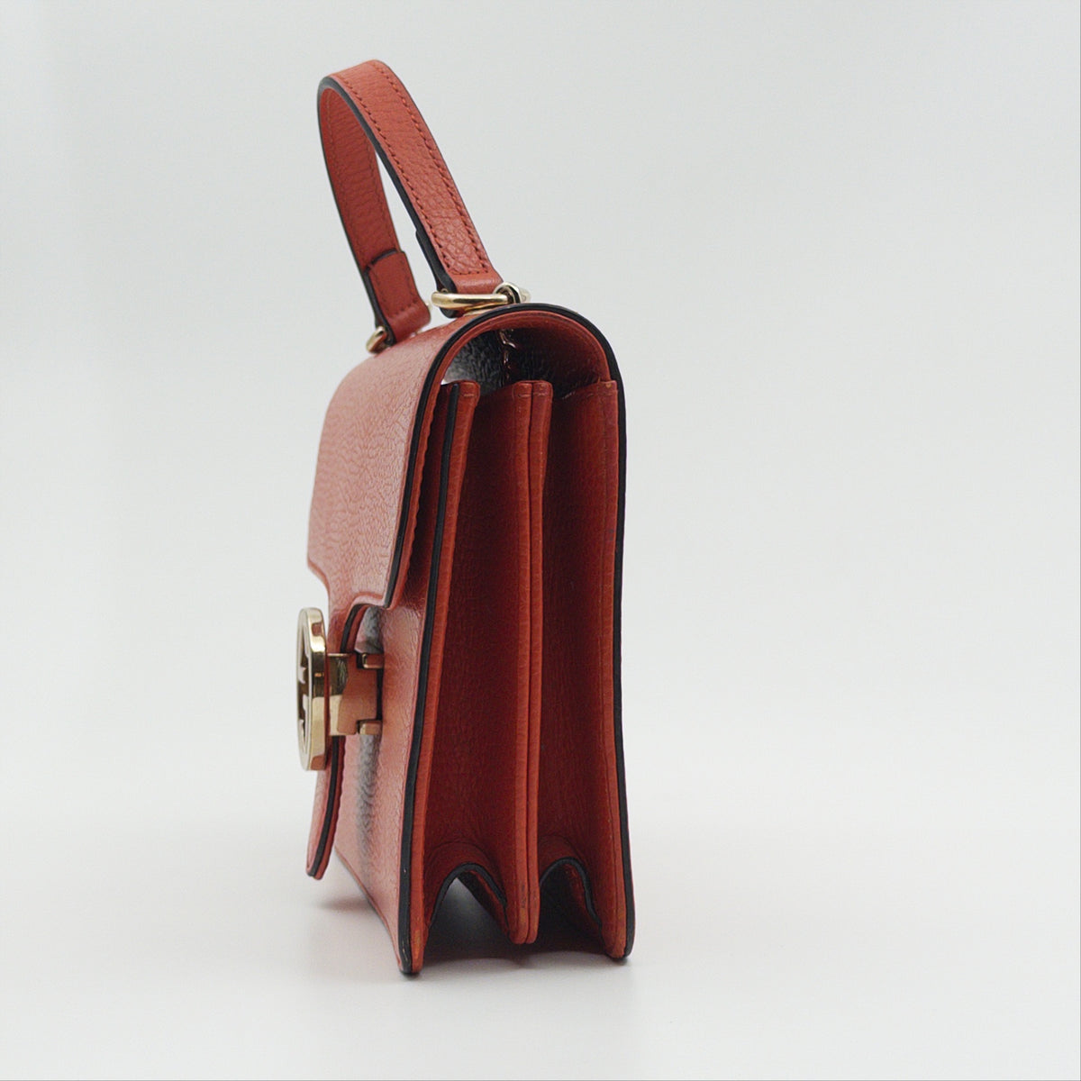 Pre-Owned Orange Leather Crossbody Flap Bag