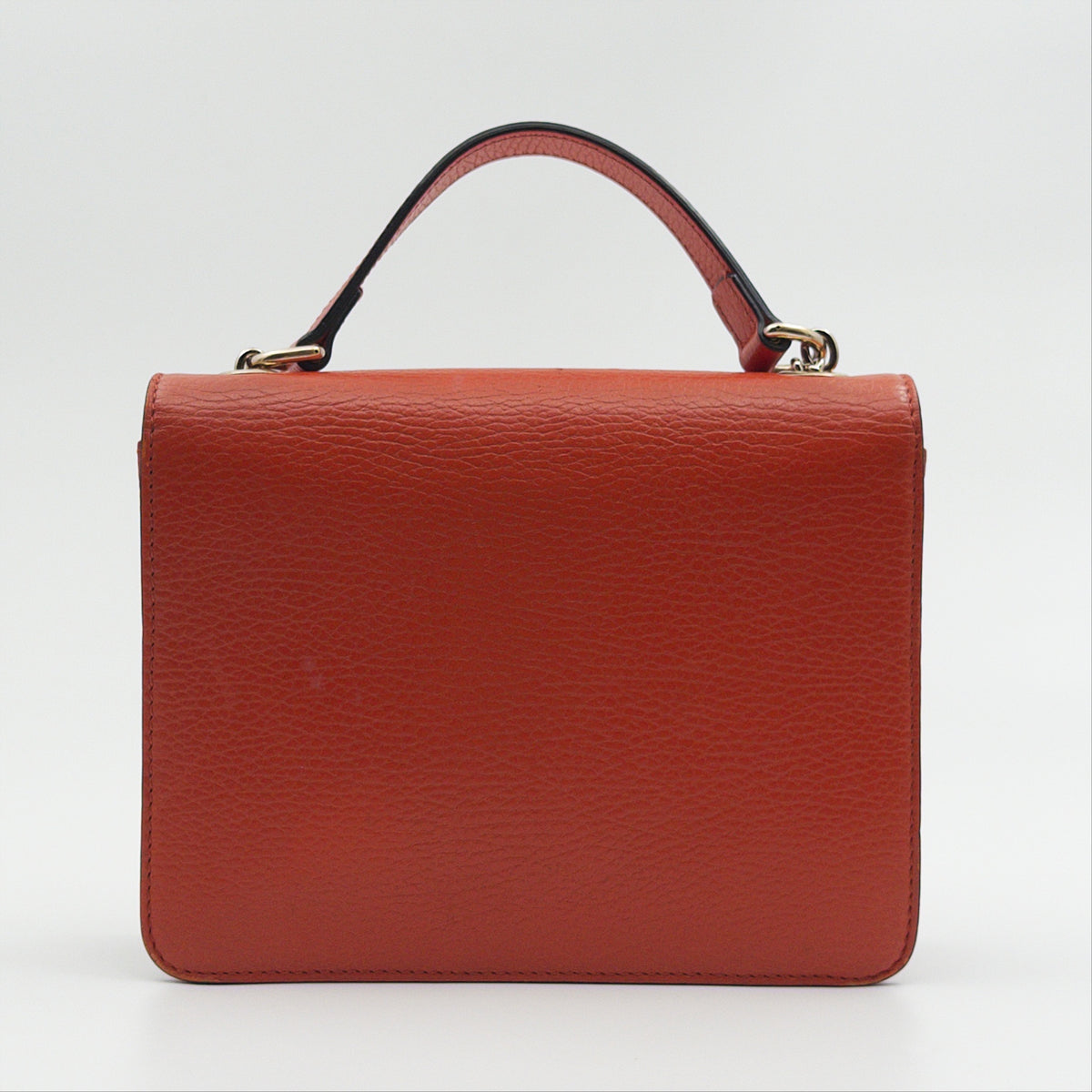 Pre-Owned Orange Leather Crossbody Flap Bag