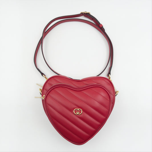 Pre-Owned Red Heart GG Leather Crossbody Bag