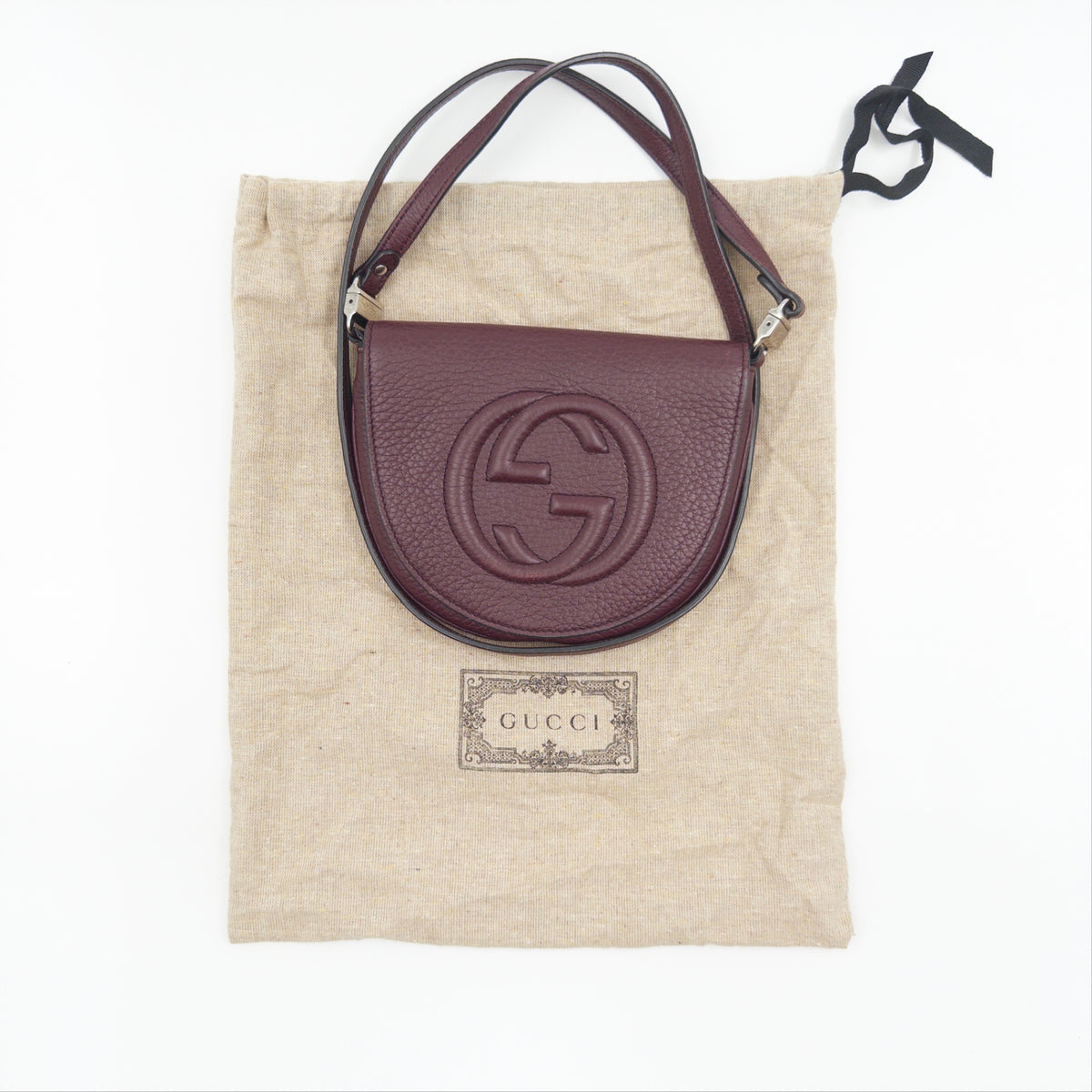 Purple Pebbled Leather Mini Soho Crossbody Flap Bag