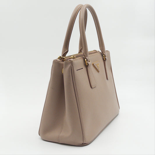 Pre-Owned Beige Saffiano Leather Galleria