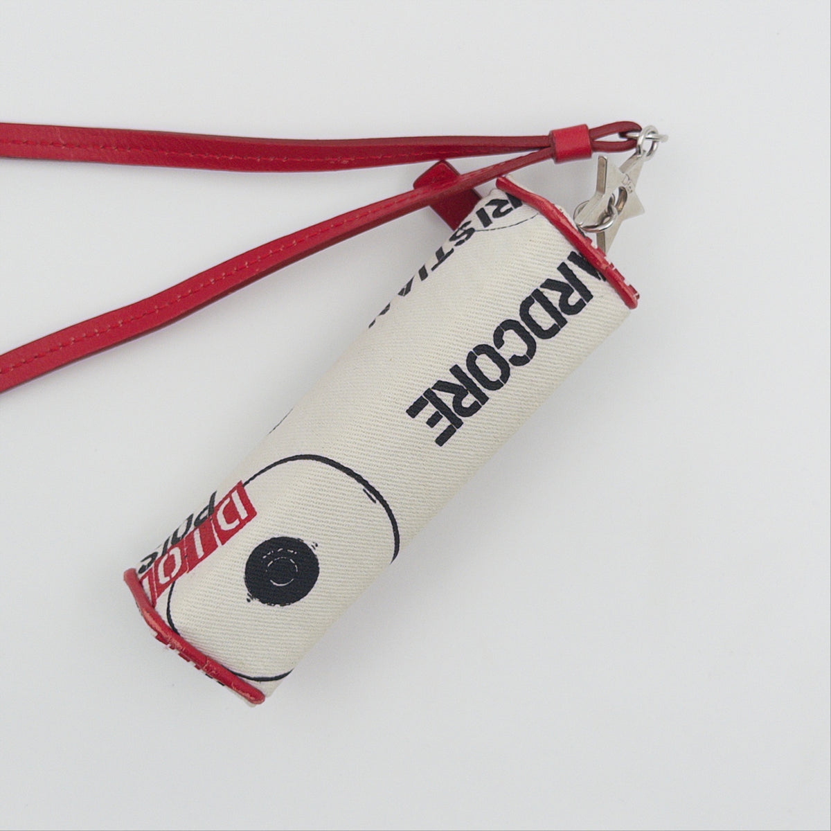 Pre-Owned White J'adior Canvas Lipstick Bag